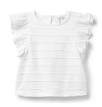 Textured Stripe Ruffle Sleeve Top