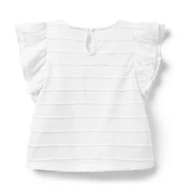 Textured Stripe Ruffle Sleeve Top