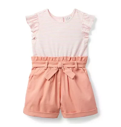 Striped Paperbag Waist Romper