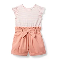 Striped Paperbag Waist Romper