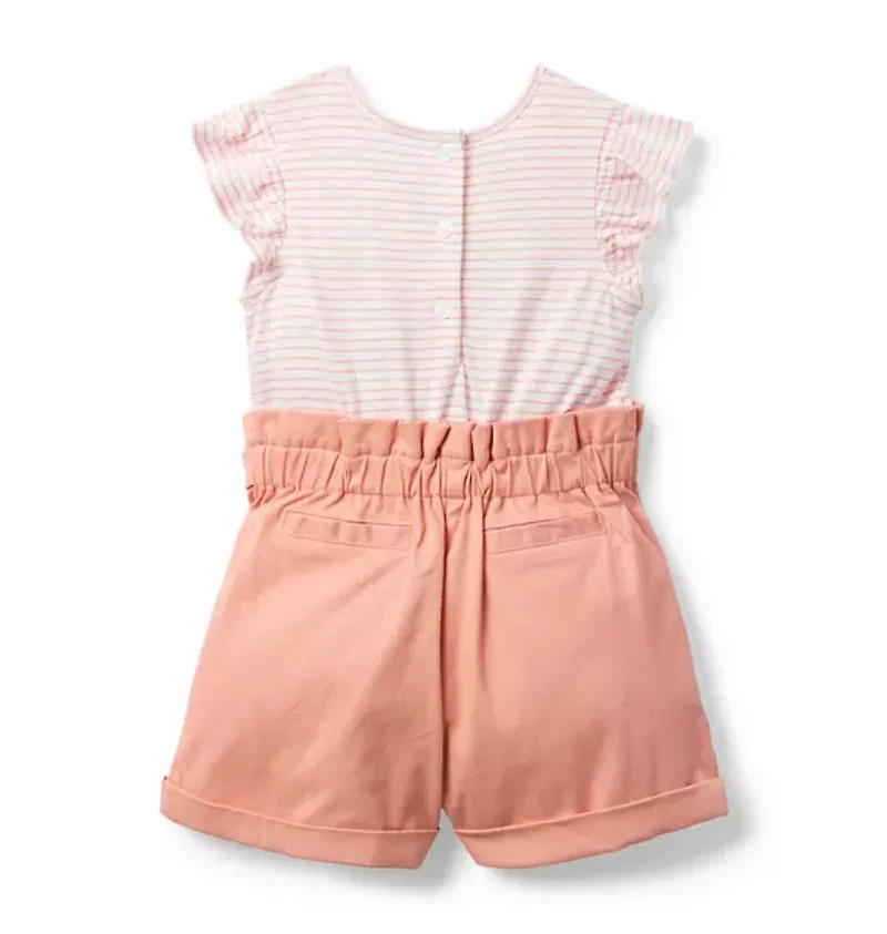Striped Paperbag Waist Romper