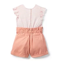 Striped Paperbag Waist Romper