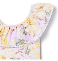 Recycled Floral Ruffle Swimsuit