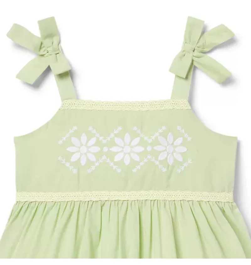 Embroidered Floral Bow Dress