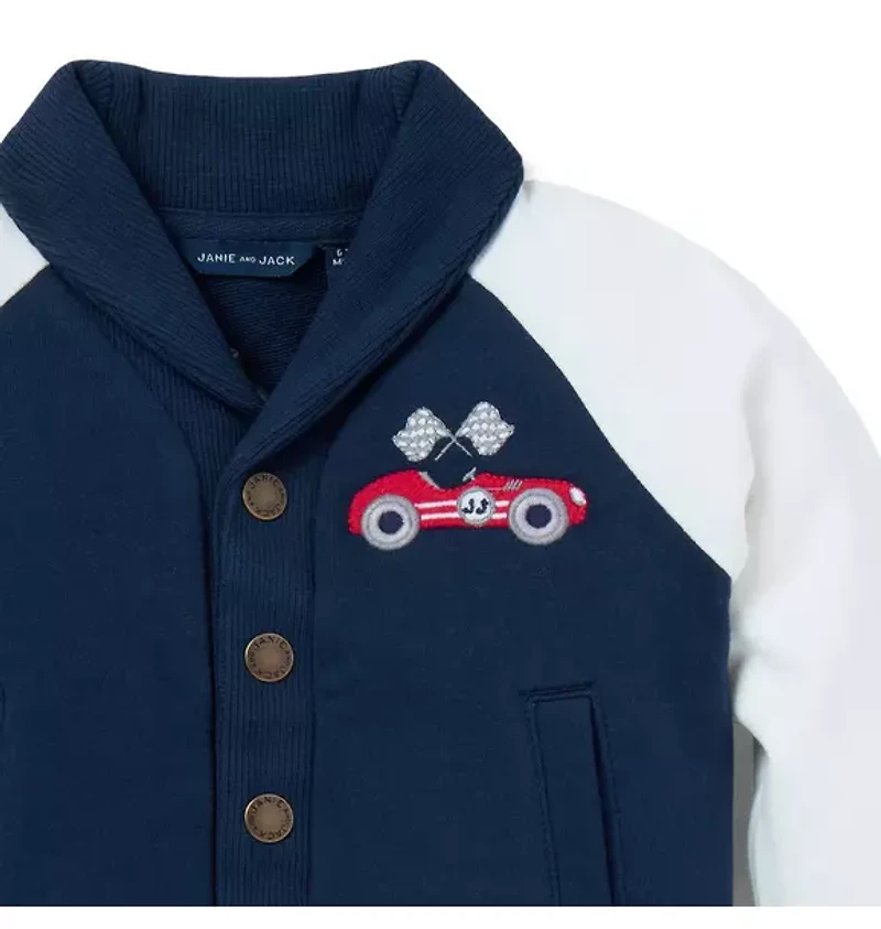 Baby Race Car Shawl Collar Cardigan
