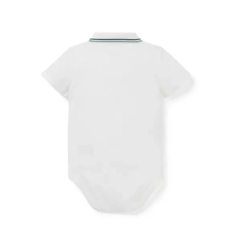Baby Embroidered Dog Pique Polo Bodysuit
