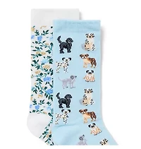 Dog Friends And Ditsy Floral Sock 2-Pack