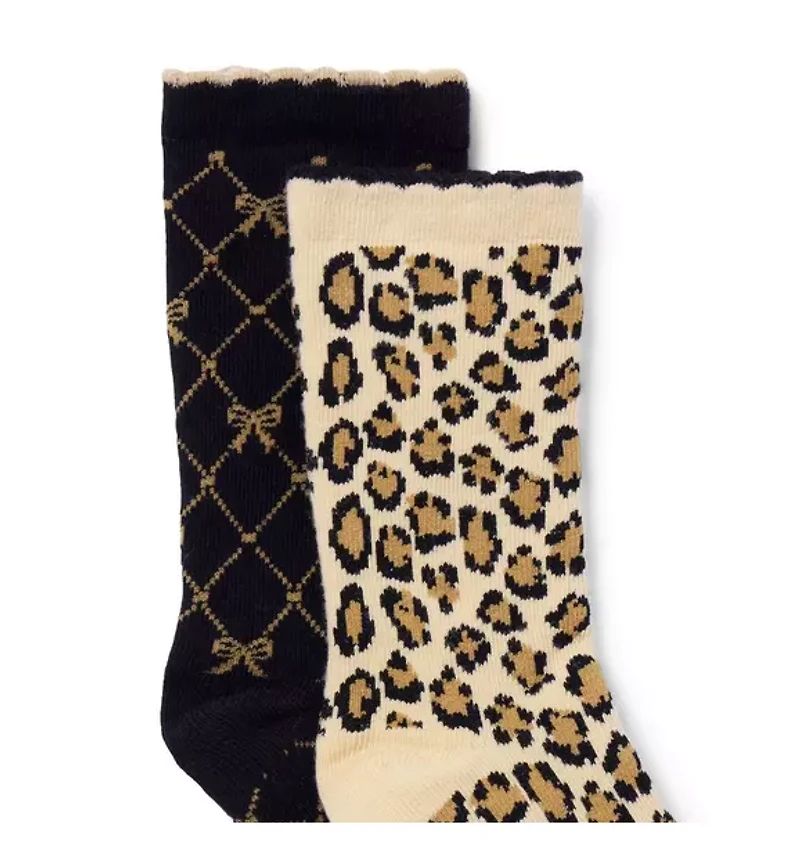 Leopard And Bow Sock 2-Pack