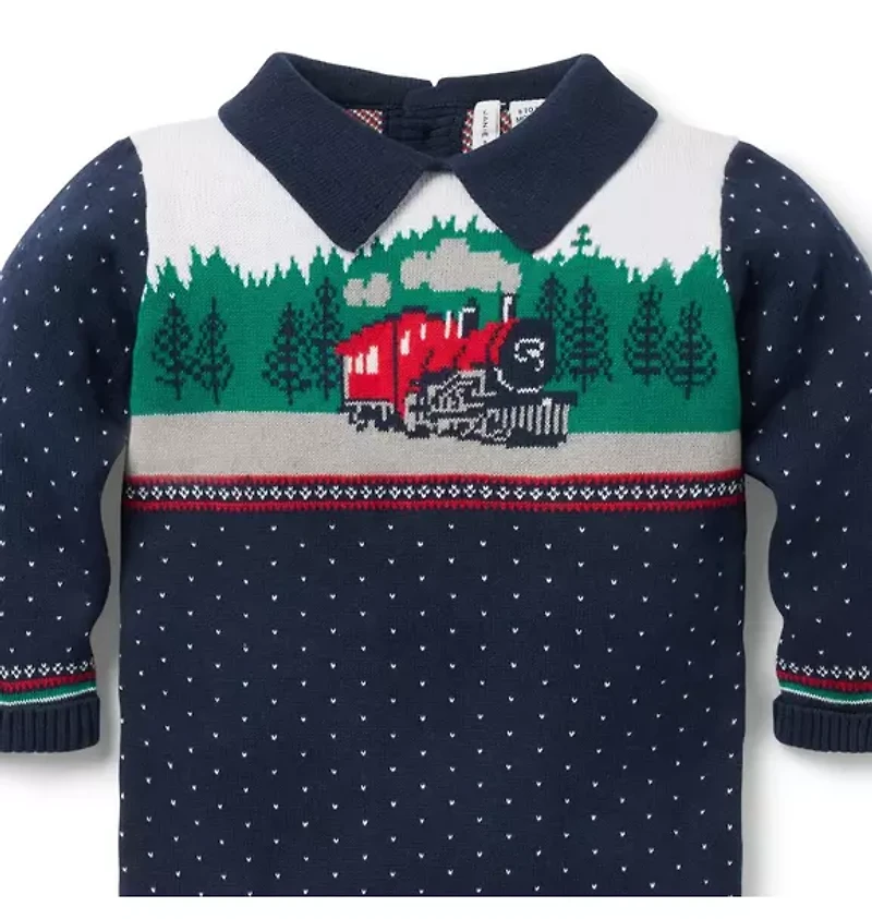 Baby Train Collared One-Piece