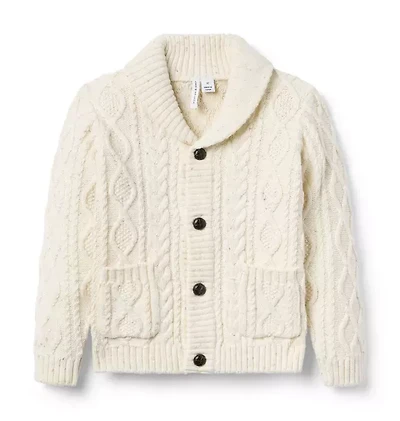Cable Knit Shawl Collar Cardigan