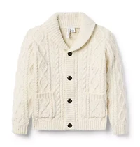 Cable Knit Shawl Collar Cardigan