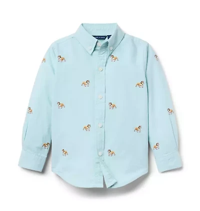 Embroidered Bulldog Oxford Shirt