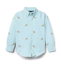 Embroidered Bulldog Oxford Shirt