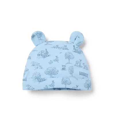 Baby Woodland Toile Bear Ear Beanie