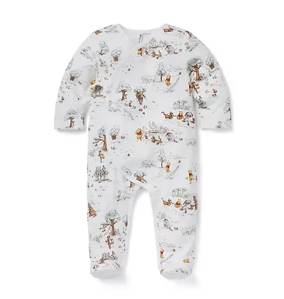 Disney Winnie The Pooh Toile Baby Footed Wrap One-Piece