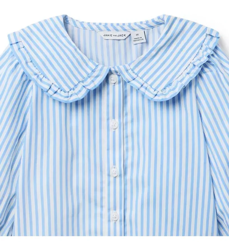 Striped Ruffle Collar Top