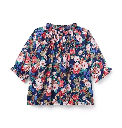 Floral Ruffle Smocked Top