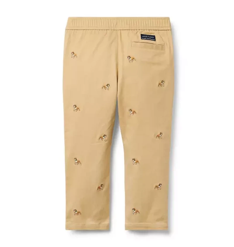 Embroidered Bulldog Twill Jogger