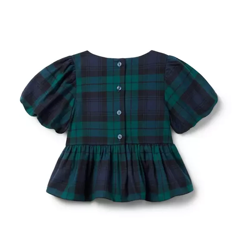 Tartan Peplum Bow Top