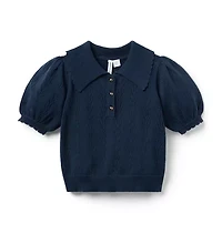 Pointelle Sweater Polo