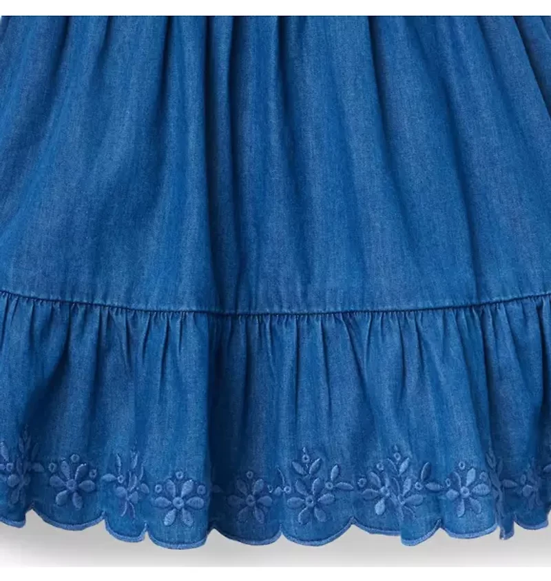 Embroidered Floral Chambray Dress