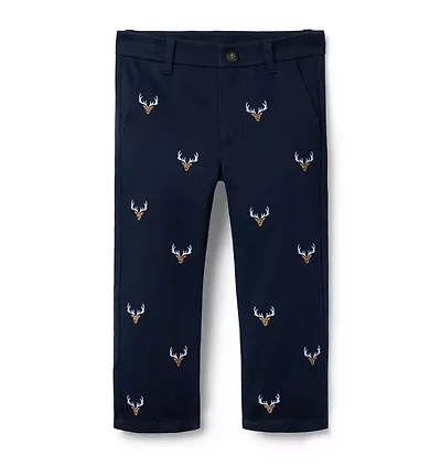 Embroidered Deer Pant
