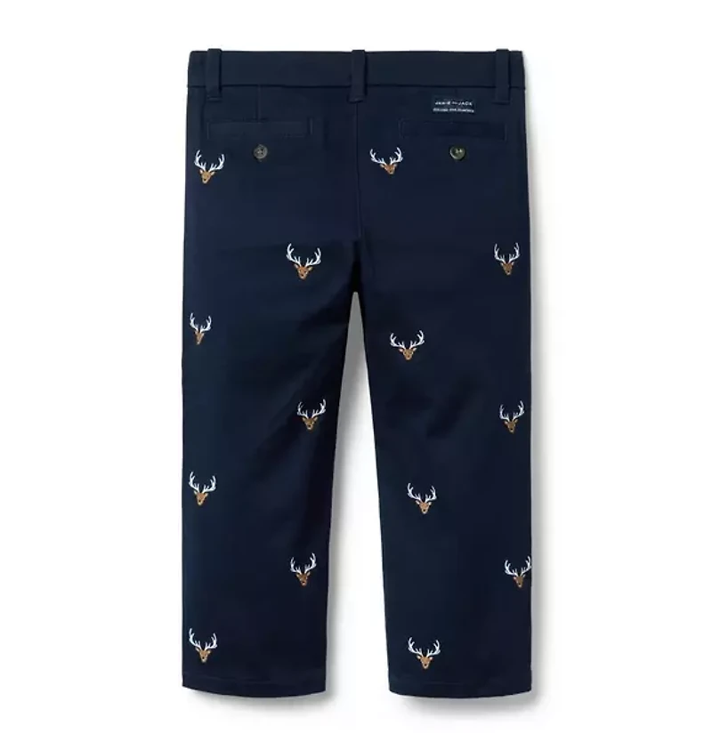 Embroidered Deer Pant