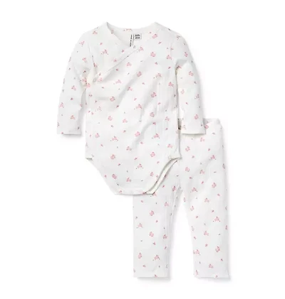 Baby Bunny Pointelle Wrap Matching Set