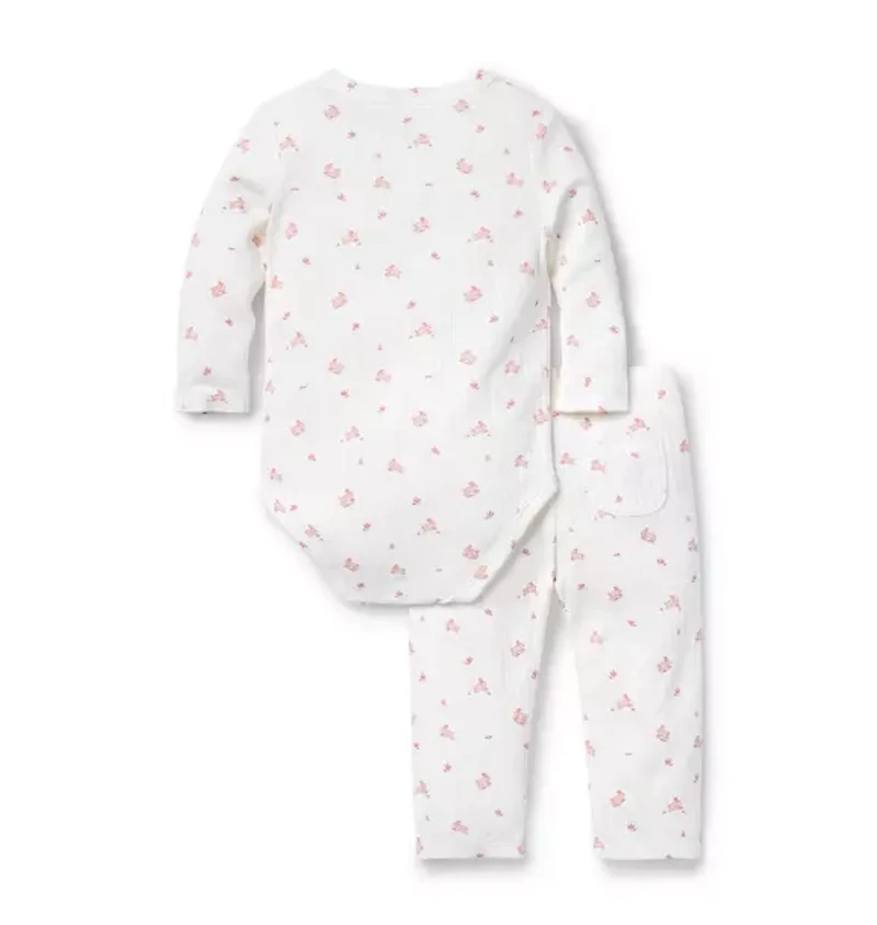 Baby Bunny Pointelle Wrap Matching Set