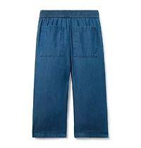 Chambray Wide Leg Pull-On Pant