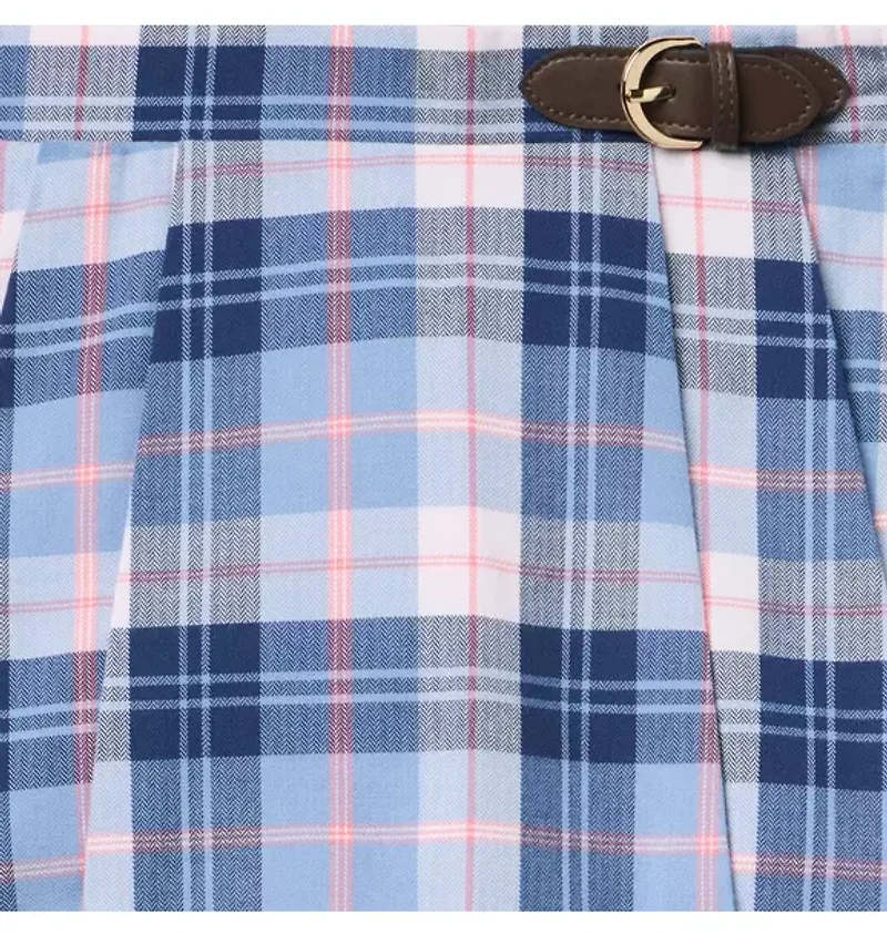 Plaid Pleated Buckle Skirt