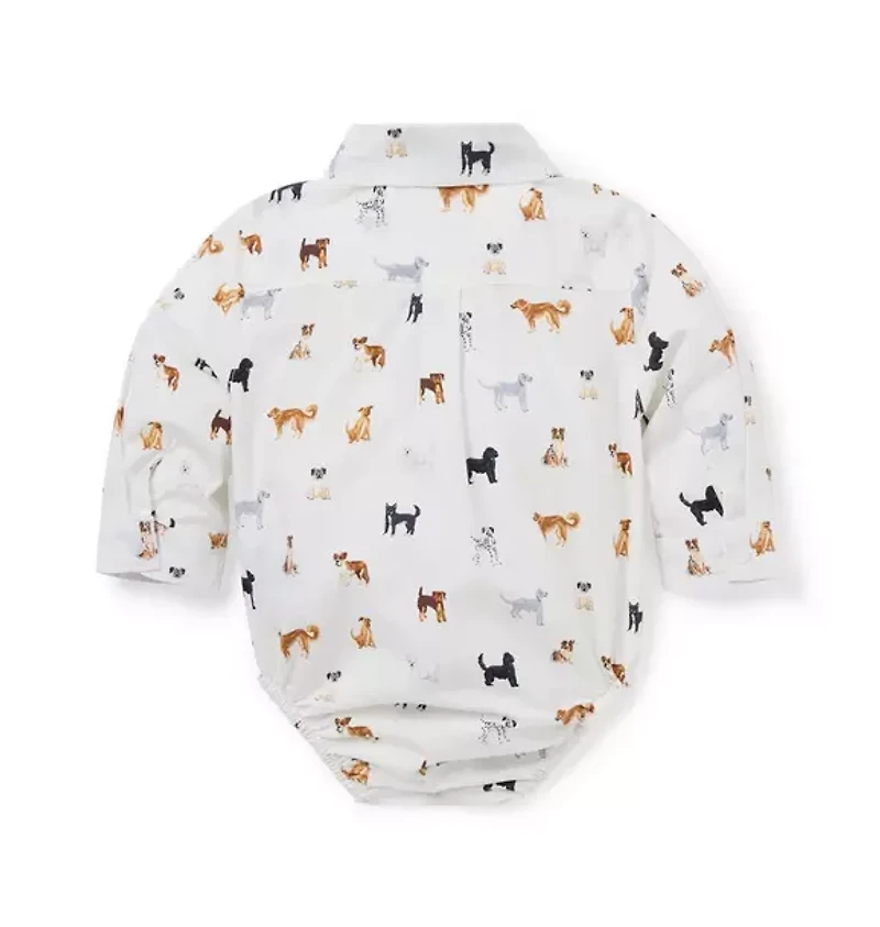 Baby Poplin Dog Friends Bodysuit