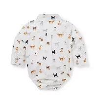 Baby Poplin Dog Friends Bodysuit
