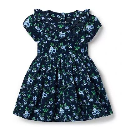 Floral Corduroy Ruffle Dress