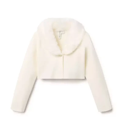 Faux Fur Collar Cropped Cardigan