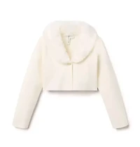 Faux Fur Collar Cropped Cardigan