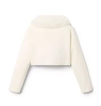 Faux Fur Collar Cropped Cardigan