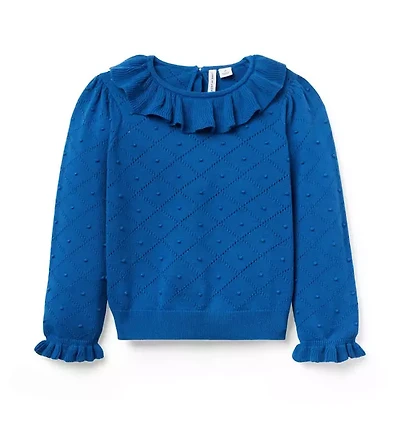 Textured Ruffle Collar Sweater