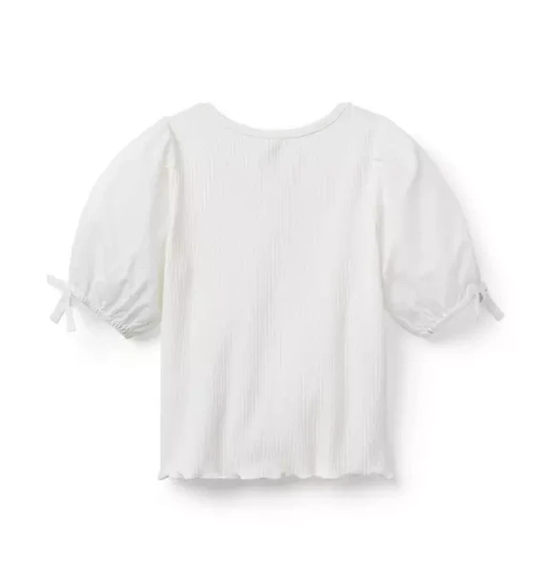 Ribbed Puff Sleeve Top