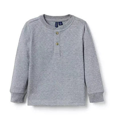 Textured Jacquard Henley Tee