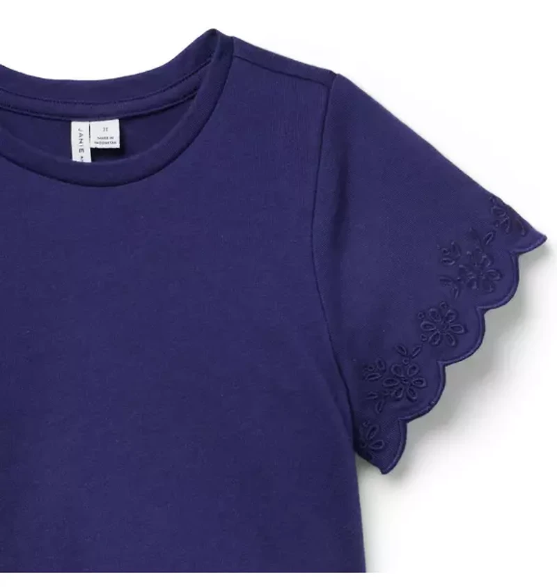 Embroidered Eyelet Trim Top