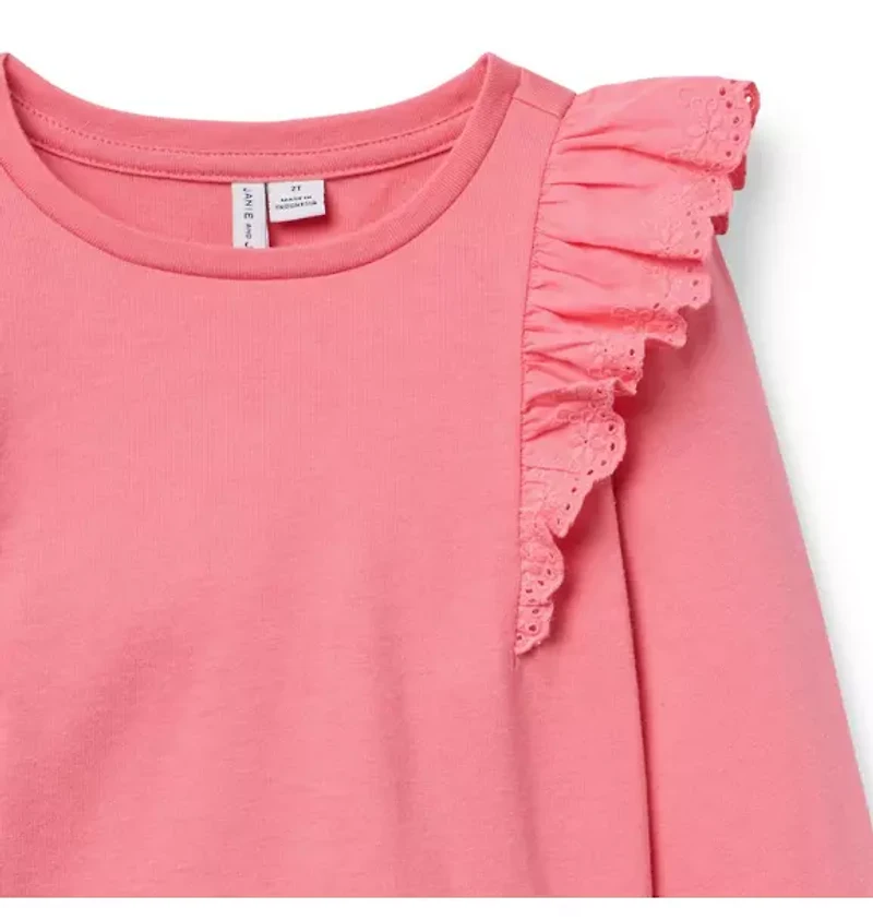 Eyelet Ruffle Shoulder Top