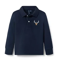 Embroidered Deer Pique Polo