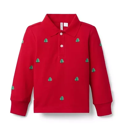 Embroidered Tree Pique Polo