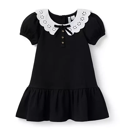 Eyelet Collar Ponte Dress