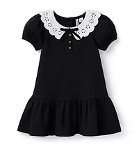 Eyelet Collar Ponte Dress