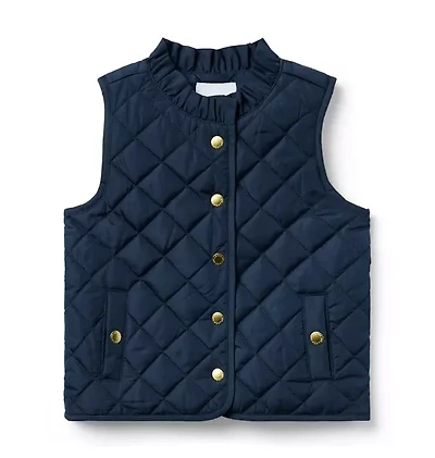 The Quilted Ruffle Collar Vest