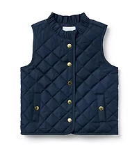 The Quilted Ruffle Collar Vest