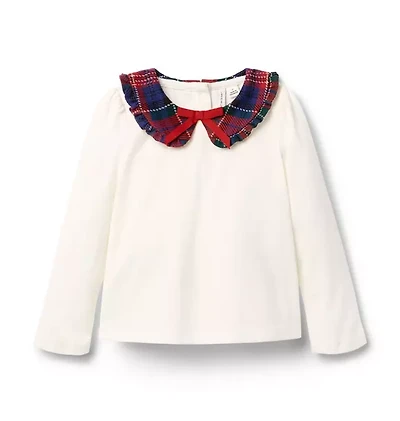 Tartan Ruffle Collar Top
