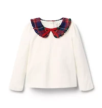 Tartan Ruffle Collar Top